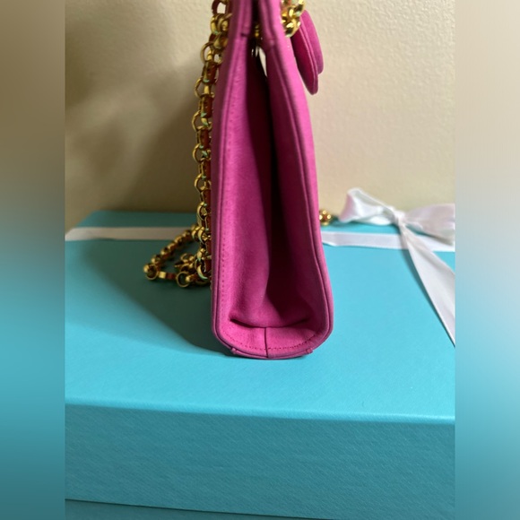SOLD!Tiffany & Co. Suede Crossbody w/ Gold Chain- Rare & Vintage - Picture 9 of 14